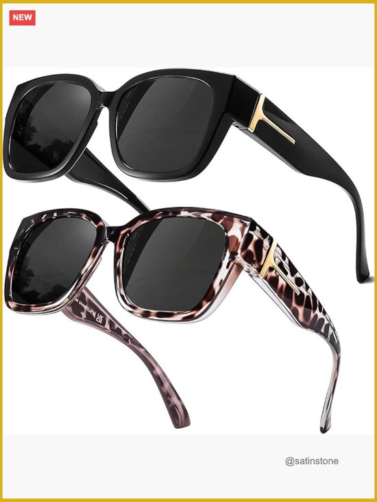 2 Pack Fit Over Glasses Sunglasses Polarized UV400 Protection Oversized main image 6